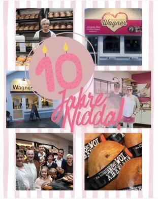 10 Jahre Bäckerei Wagner in Nidda Bildcollage des 10-jährigen Bestehens in Nidda